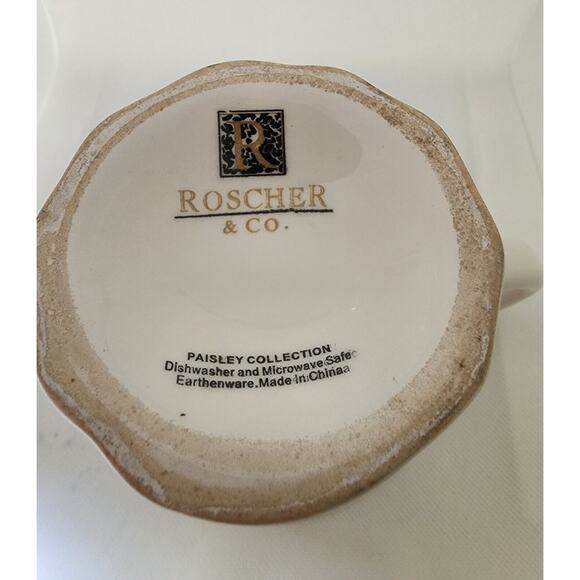 Cups/Mugs-Roscher-Cream on Cream-"Paisley Collection"-Relief-Footed-Set of 3 - Picture 8 of 15